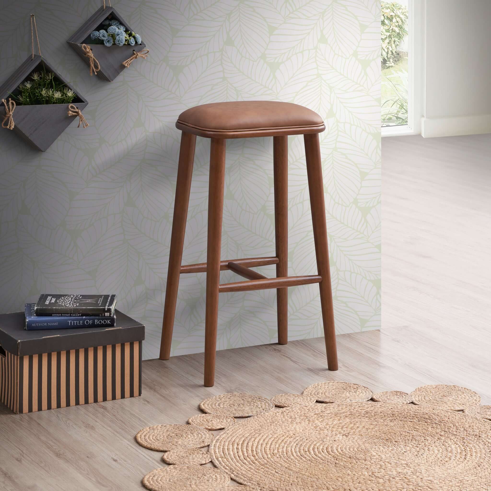 Jason Mid-Century Modern PU Leather Bar Stool