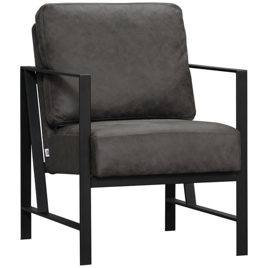 HOMCOM Industrial-Inspired Seated Accent with Cushioned Comfort, Faux Leather Upholstery, Slate Grey