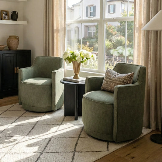 Yisa Modern Swivel Small Barrel Chair (Set of 2)