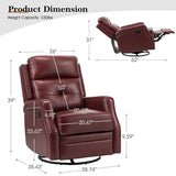 Benito 28.74" Wide Genuine Leather Swivel Rocker Recliner