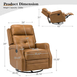 Benito 28.74" Wide Genuine Leather Swivel Rocker Recliner