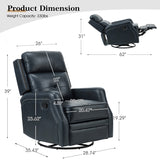 Benito 28.74" Wide Genuine Leather Swivel Rocker Recliner