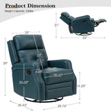 Benito 28.74" Wide Genuine Leather Swivel Rocker Recliner