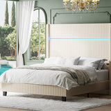 Diana 57'' H Velvet Bed with Built-In LED Tube Lighting