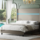Diana 57'' H Velvet Bed with Built-In LED Tube Lighting