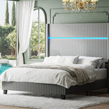 Diana 57'' H Velvet Bed with Built-In LED Tube Lighting