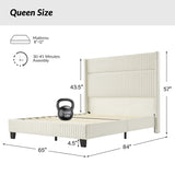Diana 57'' H Velvet Bed with Built-In LED Tube Lighting