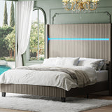 Diana 57'' H Velvet Bed with Built-In LED Tube Lighting