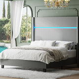 Diana 57'' H Velvet Bed with Built-In LED Tube Lighting