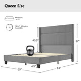 Diana 57'' H Velvet Bed with Built-In LED Tube Lighting
