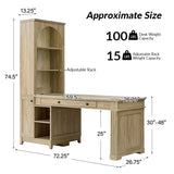 Derrus Electric Adjustable Standing Desk with Bookcase and LED Lighting
