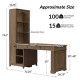 Derrus Electric Adjustable Standing Desk with Bookcase and LED Lighting