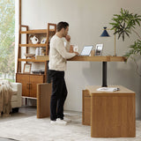 Veritas 360-Degree Rotating Desk Electric Adjustable Standing Desk with Flip-Top Lid