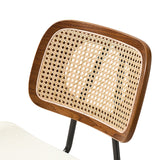 7-Piece Modern Trace-free Extendable Dining Table with Mid-Century Rattan Chairs Set(Optional Types)