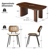 7-Piece Modern Trace-free Extendable Dining Table with Mid-Century Rattan Chairs Set(Optional Types)