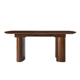 7-Piece Modern Trace-free Extendable Dining Table with Mid-Century Rattan Chairs Set(Optional Types)