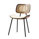 7-Piece Modern Trace-free Extendable Dining Table with Mid-Century Rattan Chairs Set(Optional Types)