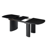7-Piece Modern Trace-free Extendable Dining Table with Mid-Century Rattan Chairs Set(Optional Types)