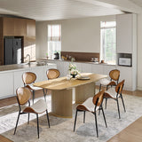 American Modern Fluted Extendable Dining Table  and Chairs & Storage Cabinet Sets (Optional Types)