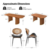 American Modern Fluted Extendable Dining Table  and Chairs & Storage Cabinet Sets (Optional Types)