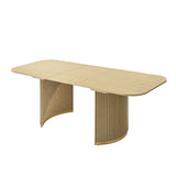 American Modern Fluted Extendable Dining Table  and Chairs & Storage Cabinet Sets (Optional Types)