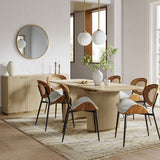 American Modern Fluted Extendable Dining Table  and Chairs & Storage Cabinet Sets (Optional Types)