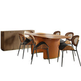 American Modern Fluted Extendable Dining Table  and Chairs & Storage Cabinet Sets (Optional Types)