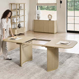 American Modern Fluted Extendable Dining Table  and Chairs & Storage Cabinet Sets (Optional Types)