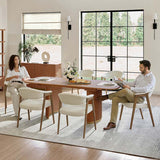 American Modern Fluted Extendable Dining Table  and Chairs & Storage Cabinet Sets (Optional Types)