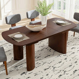 7-Piece Modern Trace-free Extendable Dining Table with Mid-Century Rattan Chairs Set(Optional Types)