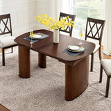 7-Piece Modern Trace-free Extendable Dining Table with Mid-Century Rattan Chairs Set(Optional Types)