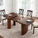 7-Piece Modern Trace-free Extendable Dining Table with Mid-Century Rattan Chairs Set(Optional Types)