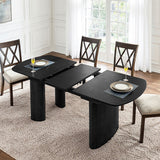 7-Piece Modern Trace-free Extendable Dining Table with Mid-Century Rattan Chairs Set(Optional Types)