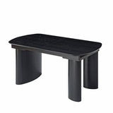 7-Piece Modern Trace-free Extendable Dining Table with Mid-Century Rattan Chairs Set(Optional Types)