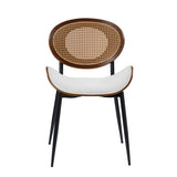 5-Piece 42"Versatile Transitional Round Dining Table with Rattan Charis Set for Seats 2-4 People