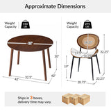 5-Piece 42"Versatile Transitional Round Dining Table with Rattan Charis Set for Seats 2-4 People