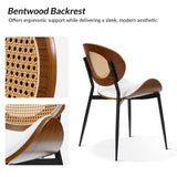 Flora Curved Wood Backrest Faux Leather Upholstery Cushion Comfortable Dining Chair (Optional Types)
