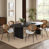 Flora Curved Wood Backrest Faux Leather Upholstery Cushion Comfortable Dining Chair (Optional Types)