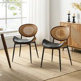 Flora Curved Wood Backrest Faux Leather Upholstery Cushion Comfortable Dining Chair (Optional Types)