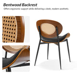 Flora Curved Wood Backrest Faux Leather Upholstery Cushion Comfortable Dining Chair (Optional Types)
