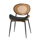 Flora Curved Wood Backrest Faux Leather Upholstery Cushion Comfortable Dining Chair (Optional Types)