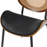 Flora Curved Wood Backrest Faux Leather Upholstery Cushion Comfortable Dining Chair (Optional Types)
