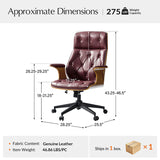 Brigida Curved Wood Back Genuine Leather  Office Chair