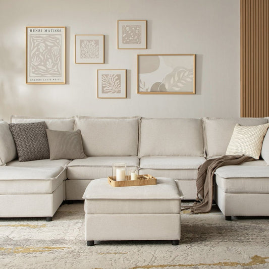 Harmetrix 8-Seater Soft Sectional Couch with Storage