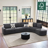 Aeris 138" Modern Curved Sectional Couch & Sofa With Curved Aesthetic