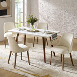 Zara Dining Chair Set of 2/4/6: Curved Backrest, Natural Wood Legs & Comfortable Cushion