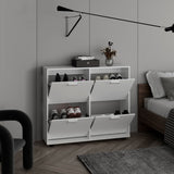 Opal 4-Door Shoe Rack Cabinet with Multiple Interior Shelves, Modern Footwear Storage Solution for Entryways, Bedrooms, and Closets, Freestanding Design for Maximum Organization