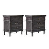 Emilio 3-Drawer Solid Wood Nightstand with USB Charging Port