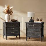 Emilio 3-Drawer Solid Wood Nightstand with USB Charging Port