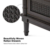 Emilio 3-Drawer Solid Wood Nightstand with USB Charging Port